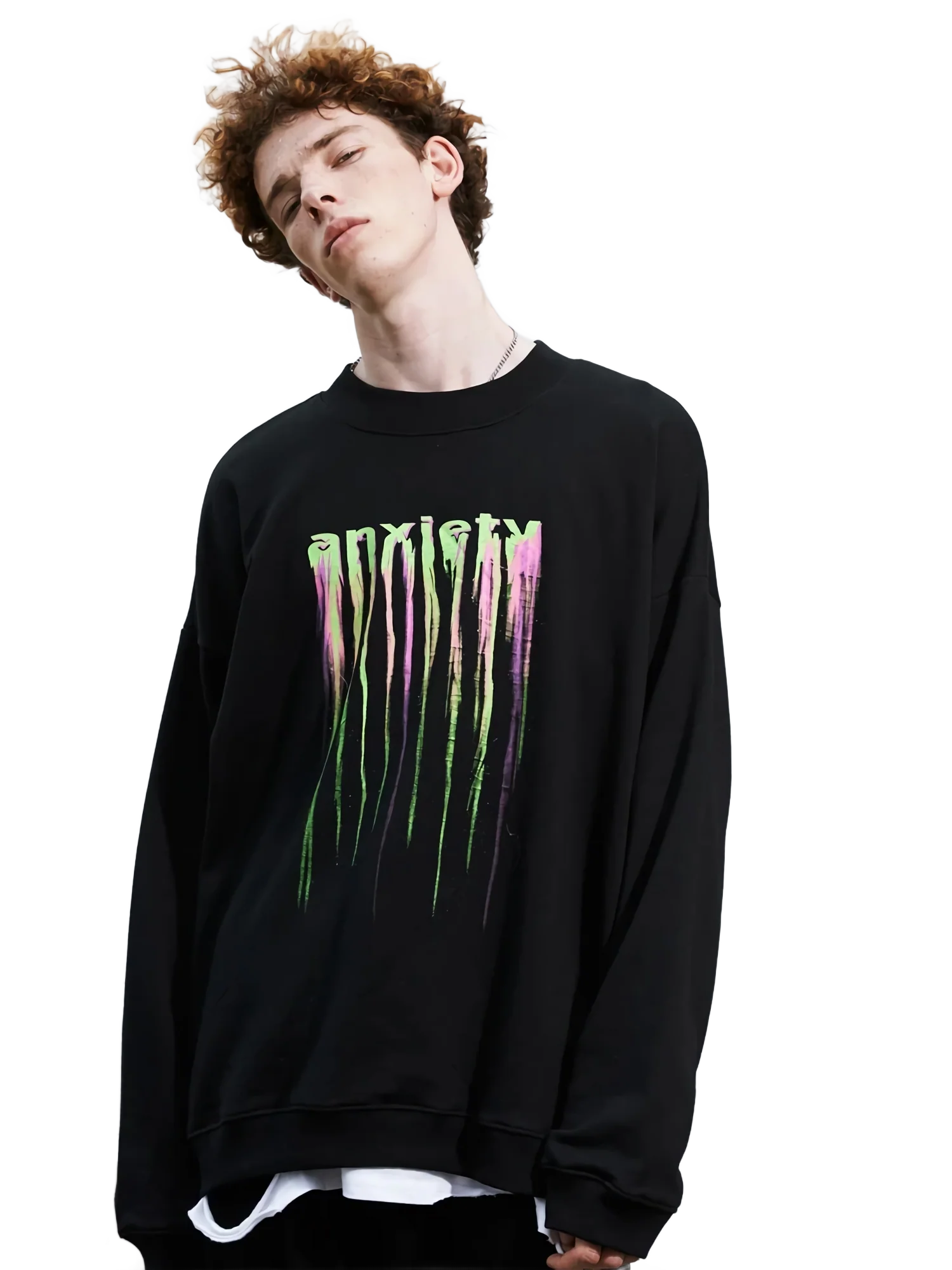 Anxiety Print Long Sleeve Cotton Tee