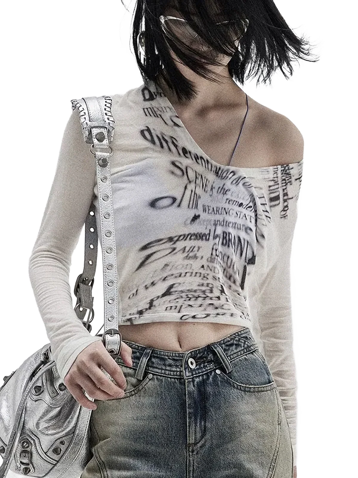 'Punk' Deep Cut Cropped Long Sleeve Tee - Image 2